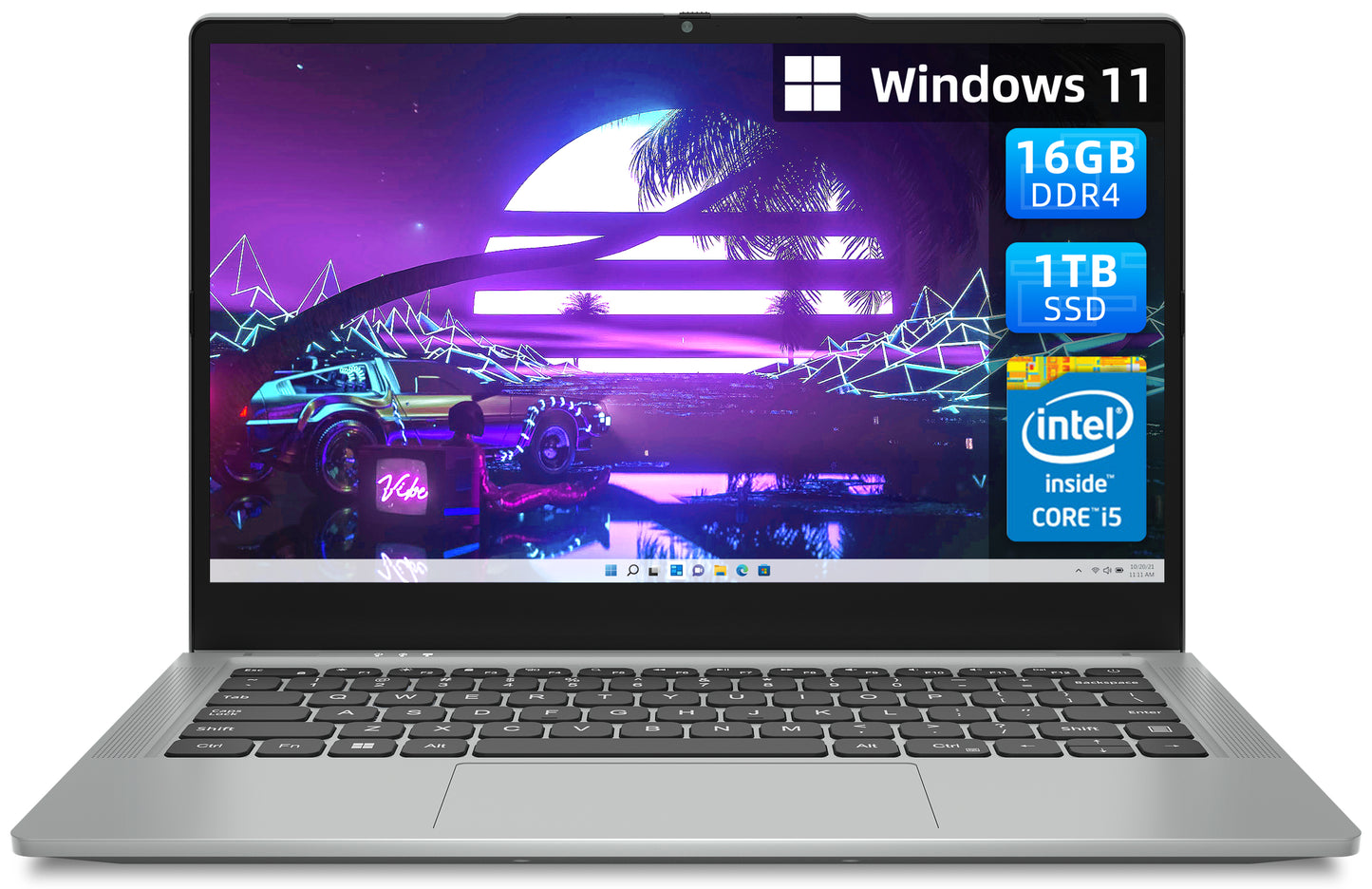 Jumper 14in Windows 11 Laptop 16GB LPDDR4X 1024GB SSD Computer with 10th 4-Core 10th Intel i5 1920*1080, Gray