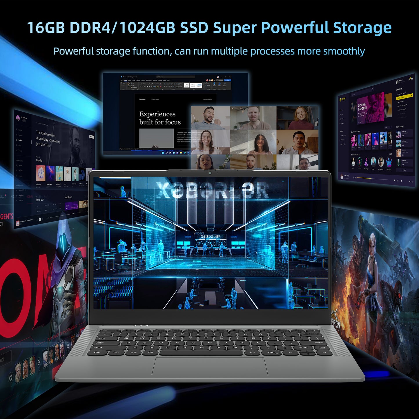 Jumper 14in Windows 11 Laptop 16GB LPDDR4X 1024GB SSD Computer with 10th 4-Core 10th Intel i5 1920*1080, Gray