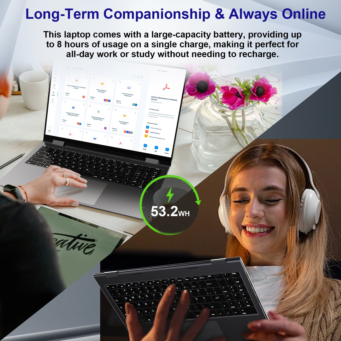 jumper 16 inch Convertible Laptop, 2 in 1 Laptop Computer with FHD 360 Degree Touchscreen, 16GB RAM 640GB Storage, Celeron N5095, Backlit Keyboard, Fingerprint Reader, 1 Year Office 365, 53.2WH