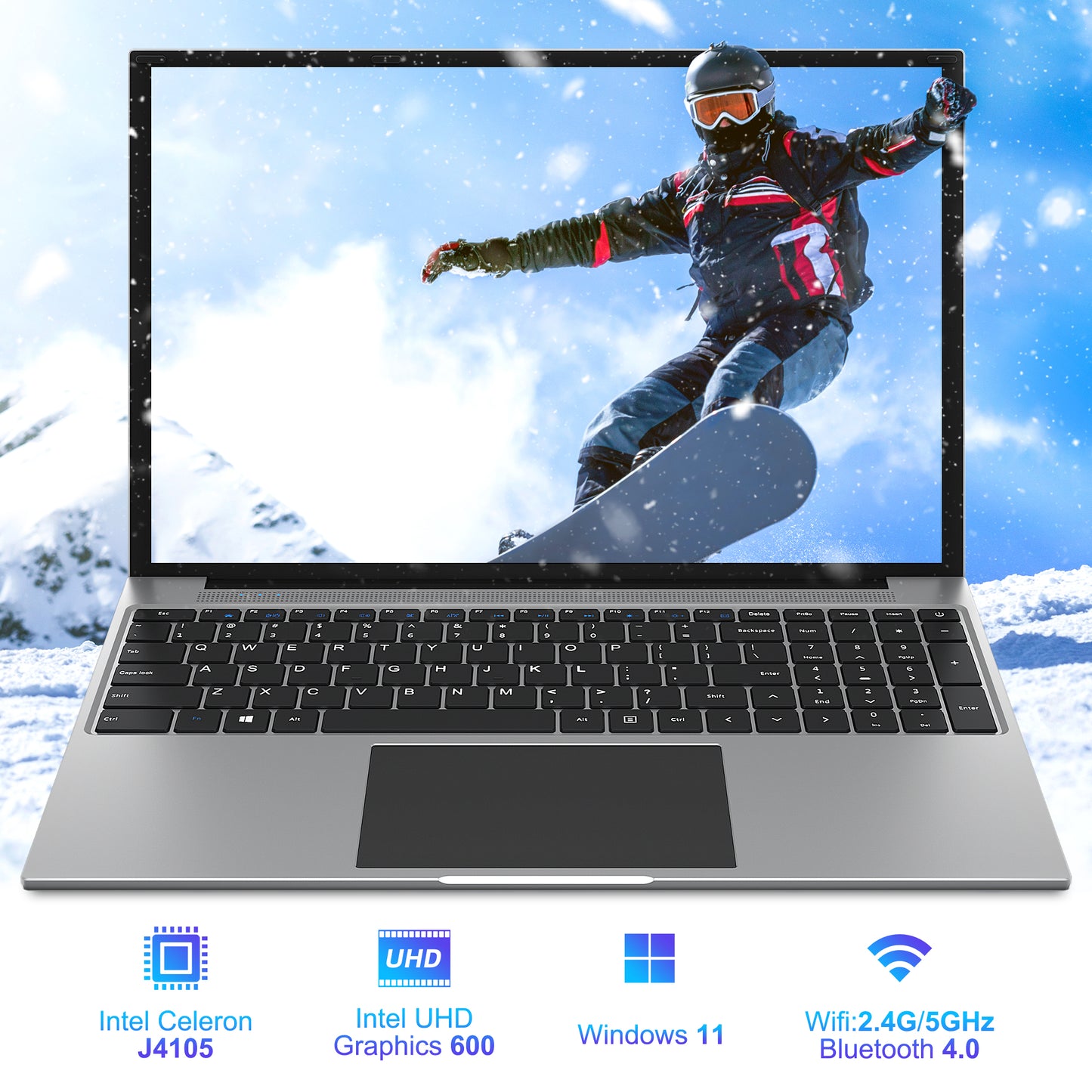 jumper Laptop, 16 Inch FHD IPS 1200p Screen, Quad Core CPU, 4GB LPDDR4 RAM 128GB ROM, Office 365 1-Year Subscription, Windows 11 Computer with Numeric Keypad, 4 Stereo Speakers, WiFi.