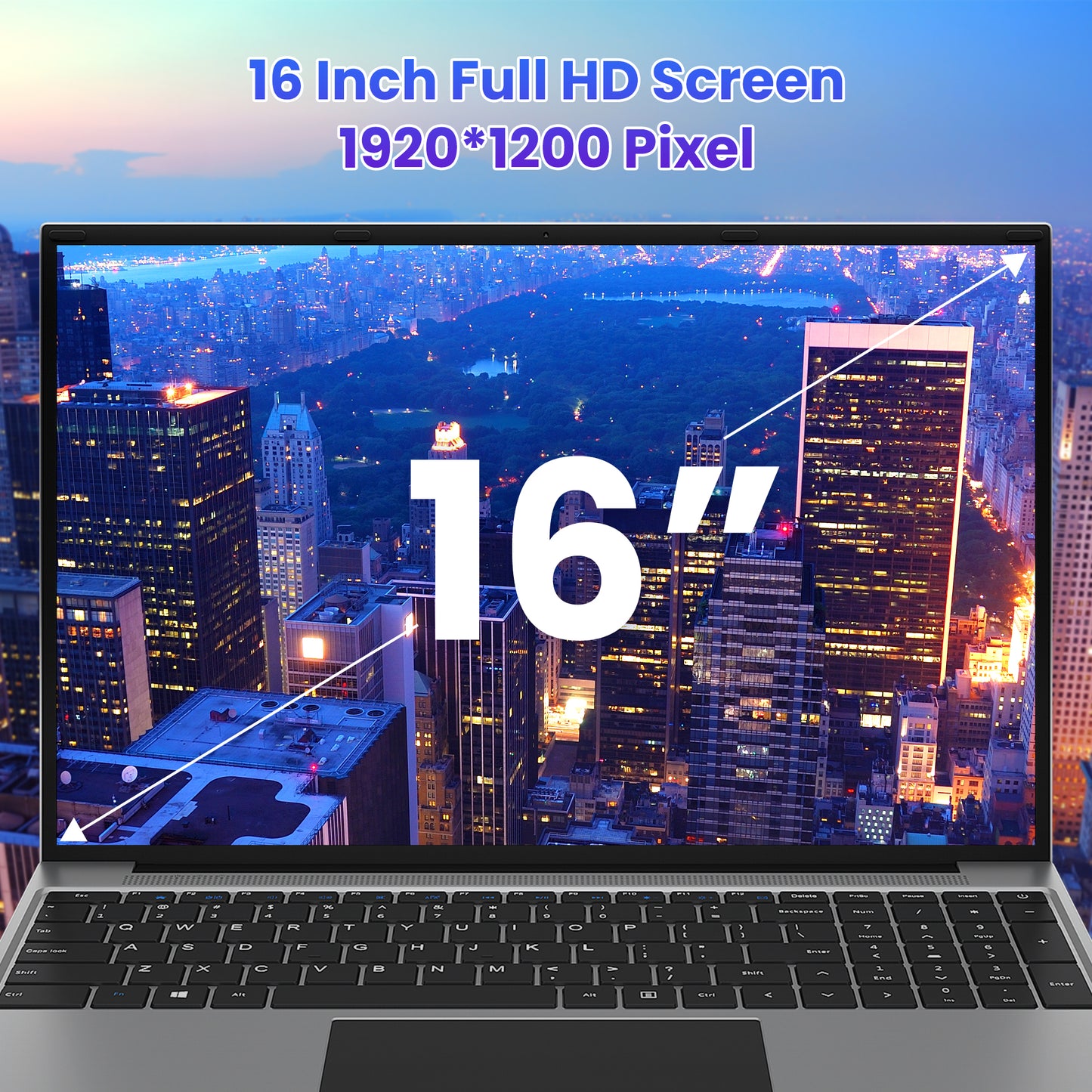 Jumper 16" Windows 11 Laptop 16GB DDR4 640GB ROM Computer with Intel Celeron N95, 1-yr Free Office 365, 1920x1200 IPS FHD