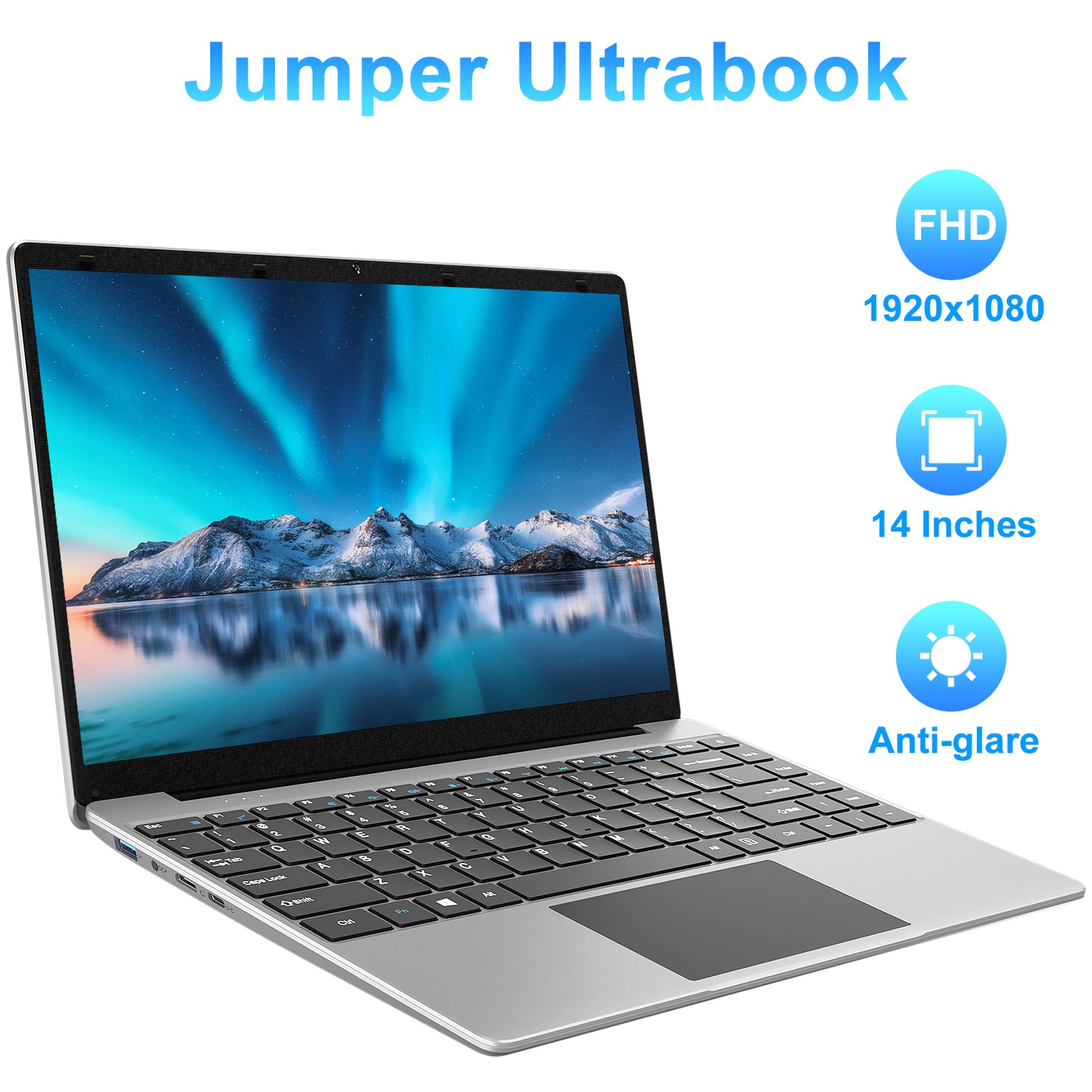 Jumper 14in Windows 11 Laptop 12GB DDR4 512GB SSD Computer with 4 Core Intel Celeron J4105, 1080*1920