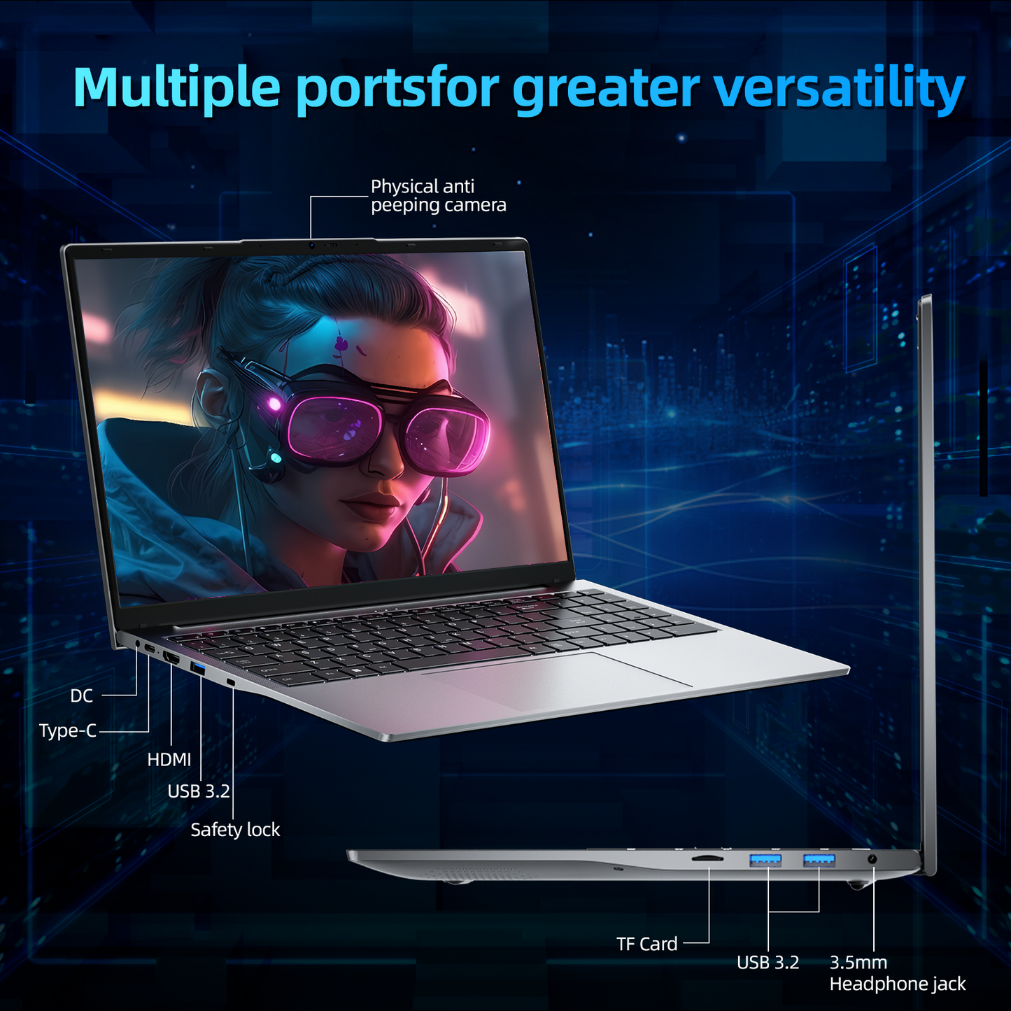 Jumper 15.6" Windows 11 Gaming Laptop 16GB DDR4 512GB SSD Computer with 8-Core Intel i5-12450H, 1920*1080 FHD IPS