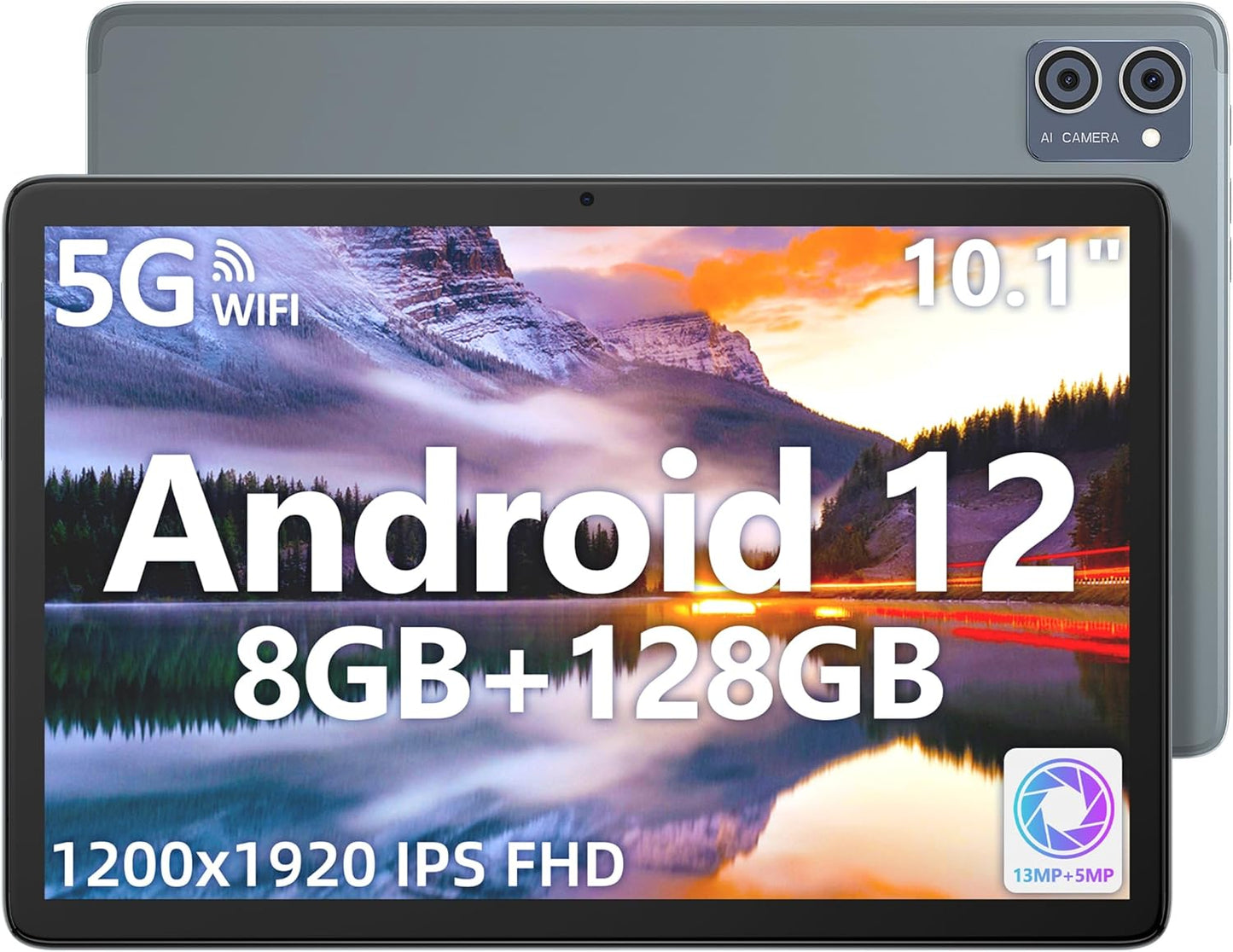 Jumper 10in Android 13 Tablet 8GB RAM 128GB ROM Tab with 8-Core MT8183 CPU, 1920*1200p FHD IPS,13+5MP Camera